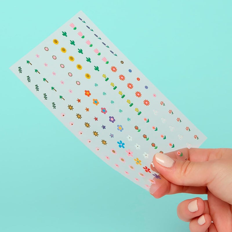 omY Flowers Art Stickers - 120 Stickers, Waterproof, Durable, Fun, Creative Designs | Strong Enough to Last Through Hand Washing - Easy to Apply, Safe, Non-Toxic | Age 6 and Up - Image 2